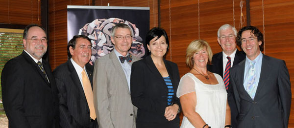 Image - The Australian Schizophrenia Research Bank were (left to right): Prof Mike Calford, DV-CR, University of Newcastle; Prof Mark Wainwright, Chair of Intersect; Prof Vaughan Carr, Director of the Schizophrenia Research Institute; NSW Minister for Science and Medical Research, Hon Jodi McKay MP; Dr Carmel Loughland, Manager, Australian Schizophrenia Research Bank; Prof Nicholas Saunders, Vice-Chancellor, University of Newcastle; and Dr Ian Gibson, Intersect CEO.
